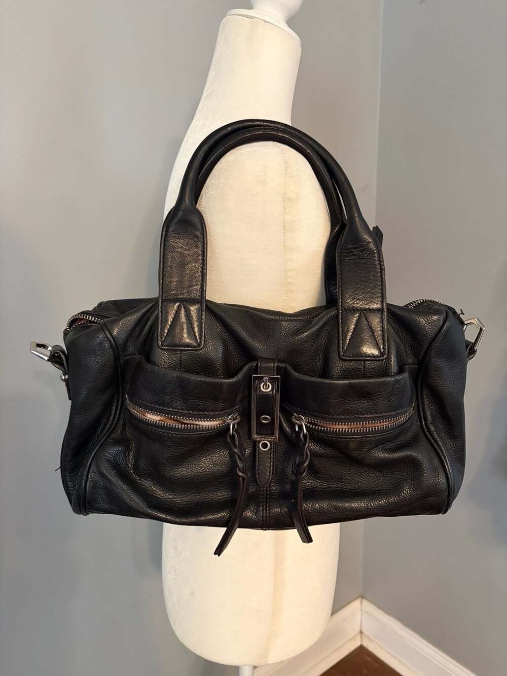 b. makowsky Black Leather Satchel